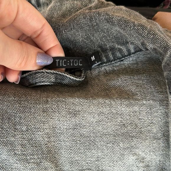 Jean jacket long grey M Tik :toc brand 🔥 grunge oversized - Picture 4 of 11
